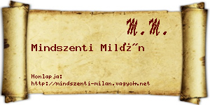 Mindszenti Milán névjegykártya
